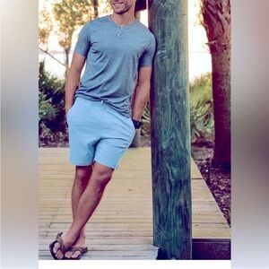 Free Fly Men’s Stretch Canvas Shorts Grey Cotton 6” Inseam Elastic Waist Outdoor